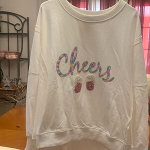NWOT Sequins Cheer’s oversized Small in white